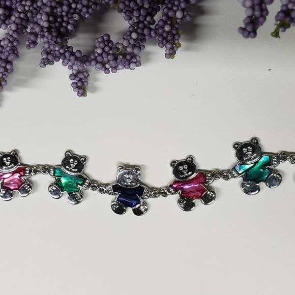 Paua Shell Girls Teddy Bear Bracelet - Picture 2 of 3